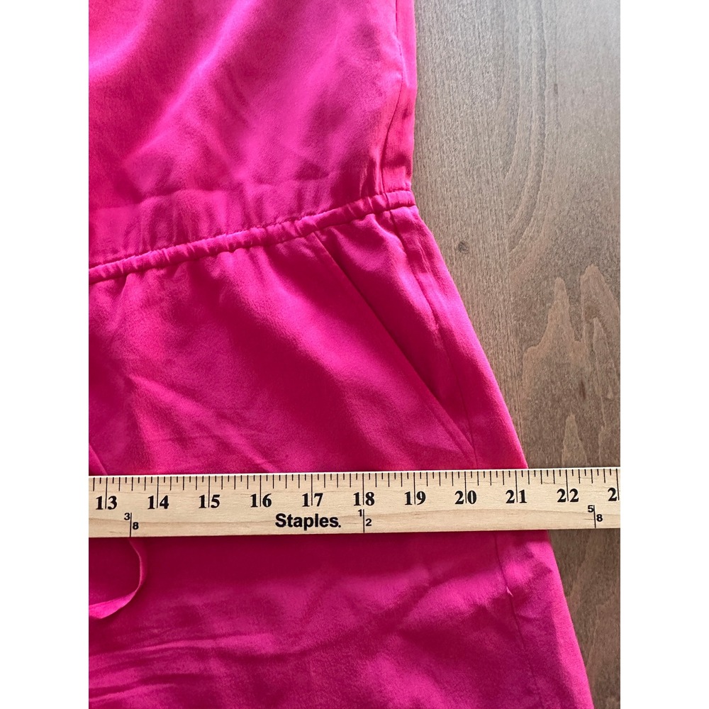 Joie Hot Pink 100% Silk Sleeveless Romper Adjustable Waist Pocket - Picture 4 of 9